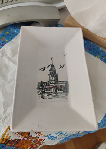 Beyaz Baskılı Seramik Tabak - Görsel 2