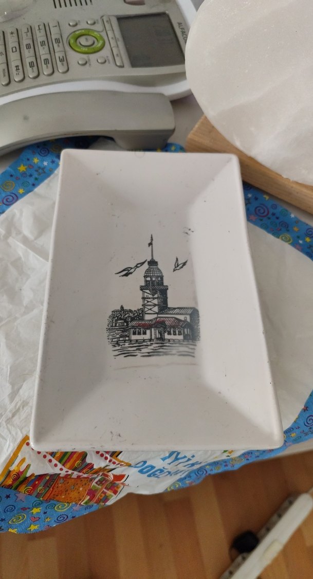 Beyaz Baskılı Seramik Tabak - Görsel 3