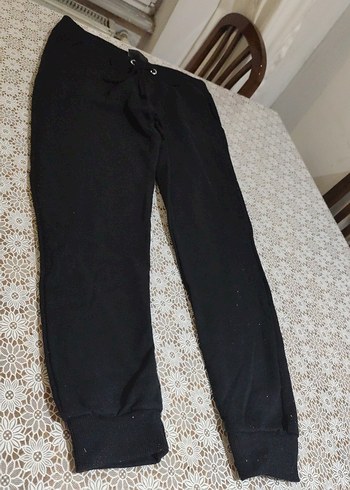 Kadın Siyah Kemerli Rahat Sweatpant - Görsel 3