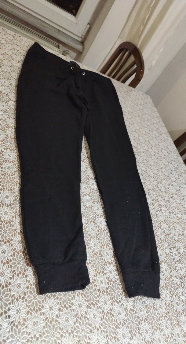 Kadın Siyah Kemerli Rahat Sweatpant - Görsel 4