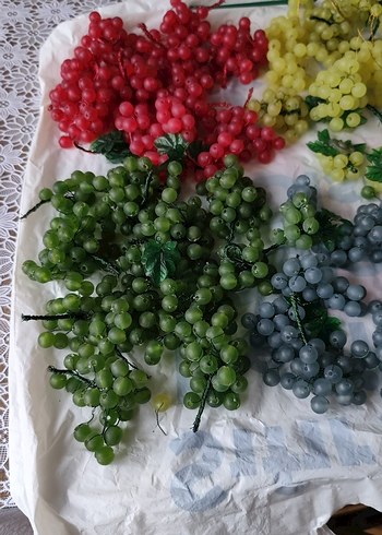 Renkli Yapay Üzüm Demetleri 55 adet falan el isi - Görsel 2