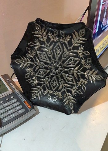 Siyah Kar Tanesi Desenli Dekoratif Tabak eskilerden - Görsel 2