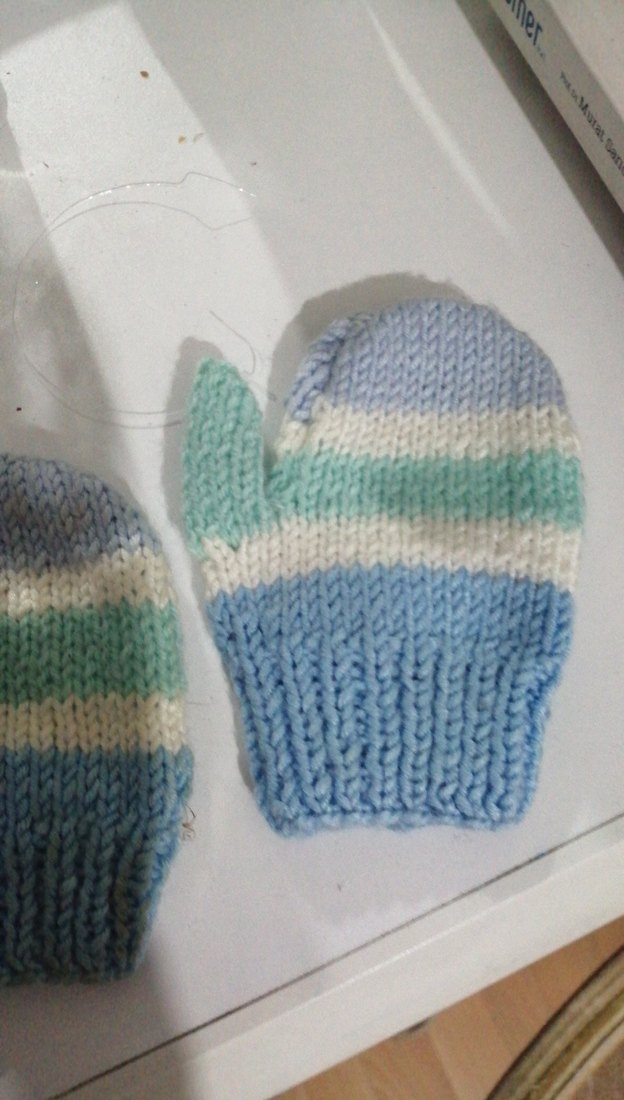 Kız Çocukları İçin Mavi Örgü Eldiven - Görsel 3