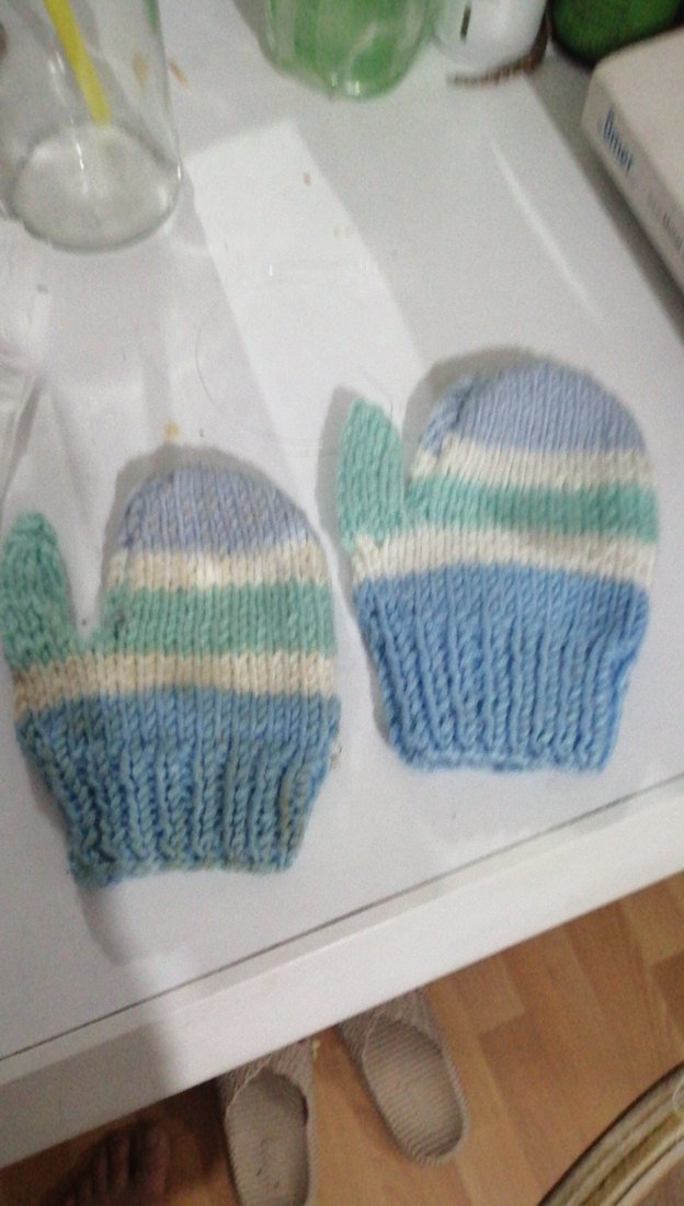 Kız Çocukları İçin Mavi Örgü Eldiven - Görsel 4