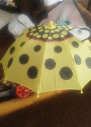 Sarı Puantiyeli Fırfırlı Kadın Şemsiye cocuk - Görsel 2