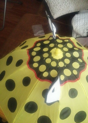 Sarı Puantiyeli Fırfırlı Kadın Şemsiye cocuk - Görsel 6