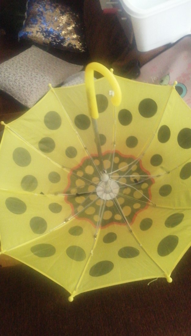 Sarı Puantiyeli Fırfırlı Kadın Şemsiye cocuk - Görsel 3