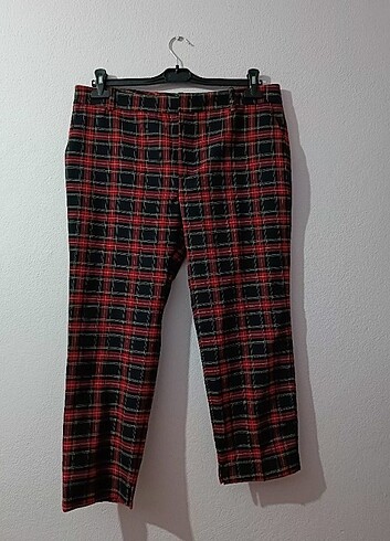 ZARA Women ekoseli kumaş pantolon