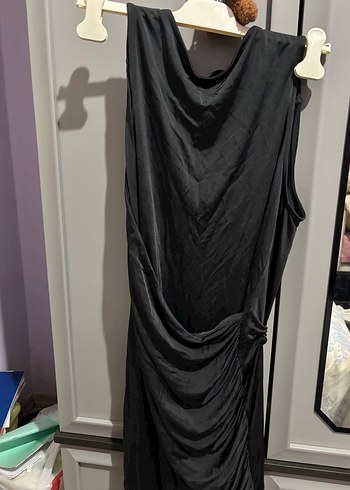 Siyah Drapeli Gotik Uzun Abiye Elbise - Görsel 2