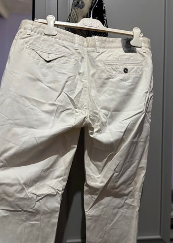 Bej Keten Bol Kesim Kemerli Erkek Pantolon - Görsel 4