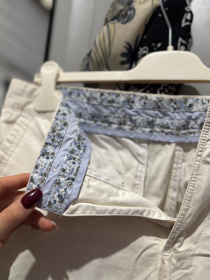 Bej Keten Bol Kesim Kemerli Erkek Pantolon - Görsel 3