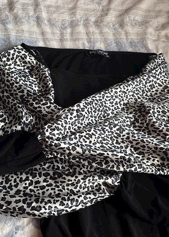 Leopar Desenli Kürk Detaylı Midi Elbise - Görsel 2