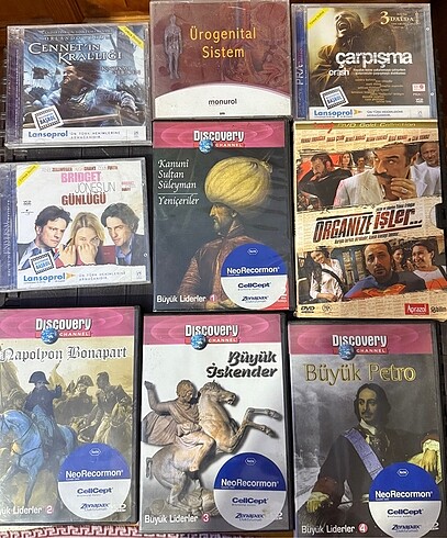 Jelatini açılmamış CD?ler ciltli film dvd ve belgesel DVD?ler