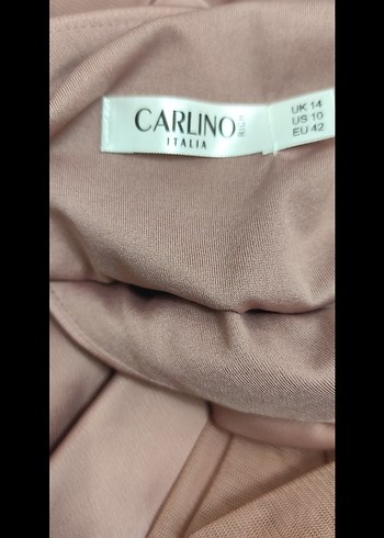 Pudra Rengi Askısız Uzun Drapeli Elbise - Görsel 5