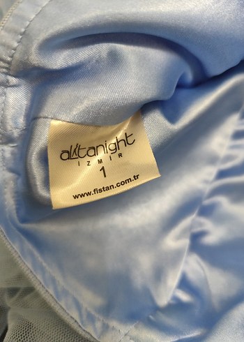 Boncuk İşlemeli Mavi Uzun Abiye Elbise - Görsel 4