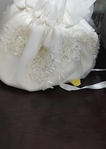 Dantel Detaylı Beyaz Gelin Çantası - Görsel 3