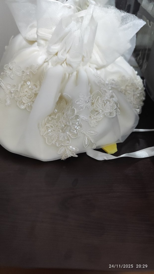 Dantel Detaylı Beyaz Gelin Çantası - Görsel 3