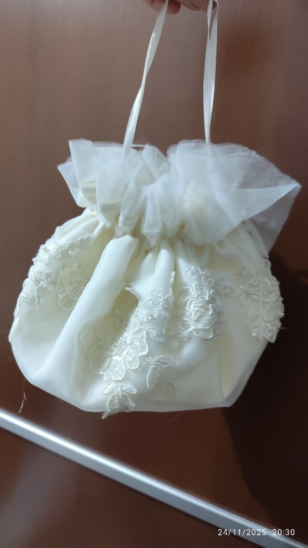 Dantel Detaylı Beyaz Gelin Çantası - Görsel 2