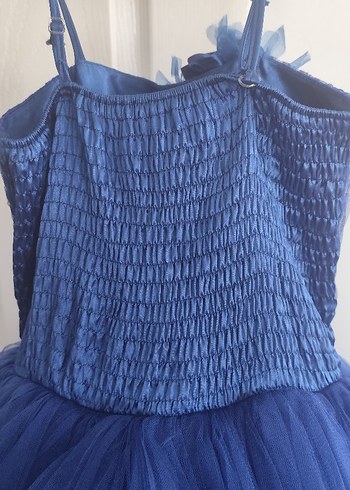 Koyu Mavi Askılı Uzun Abiye Elbise - Görsel 3