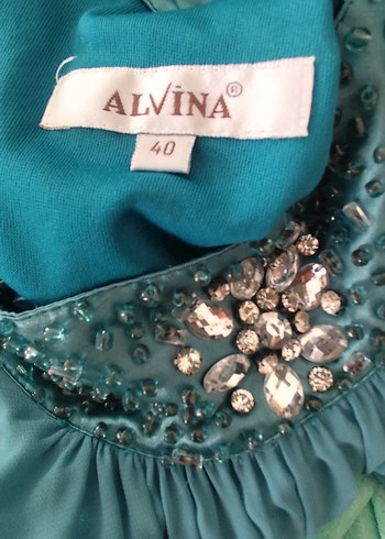 Uzun Turkuaz Vintage Kadın Abiye - Görsel 6