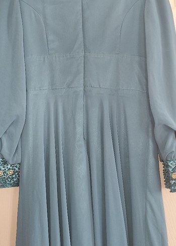 Uzun Turkuaz Vintage Kadın Abiye - Görsel 3