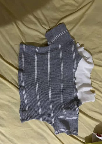 Diğer Gri Kısa Kollu Örgü Kadın Gömlek