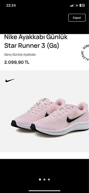 37,5 Beden Nike ayakkabı