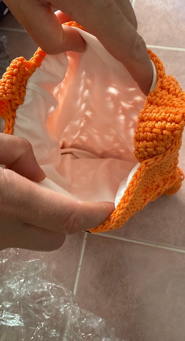 Turuncu Örgü Bohem Kadın Çanta - Görsel 3