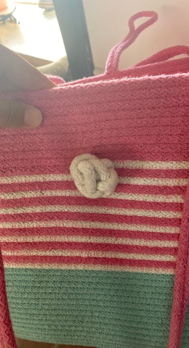 Pembe Örgü Plaj Çantası - Görsel 5