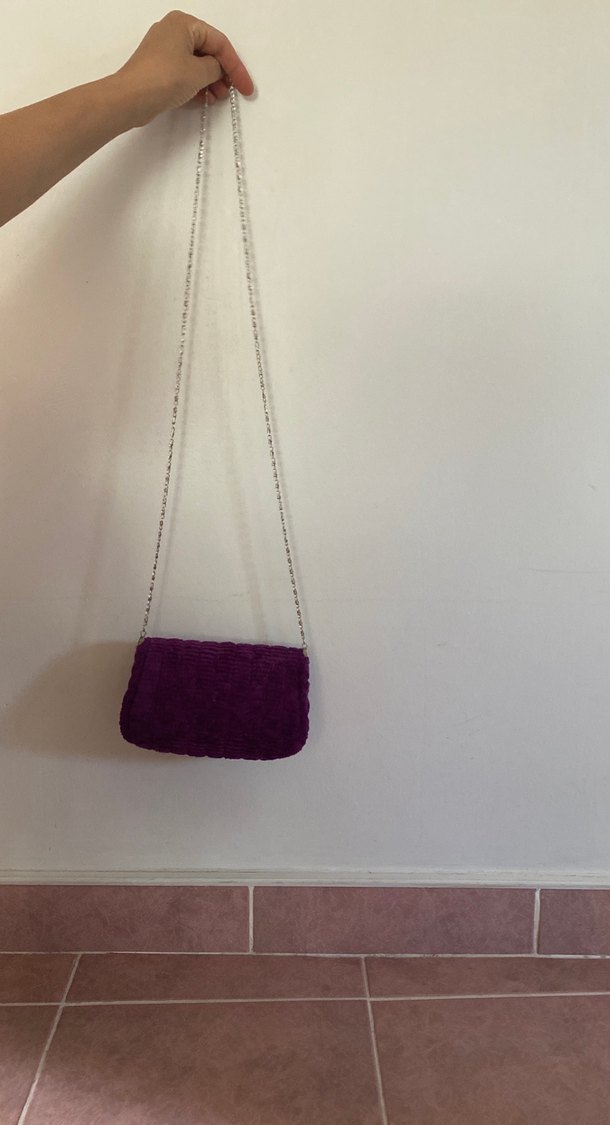 Mor Pileli Triko Kadın Çanta - Görsel 2