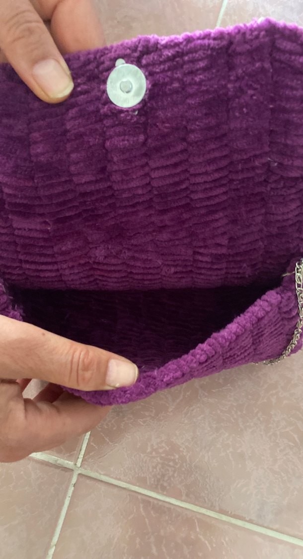 Mor Pileli Triko Kadın Çanta - Görsel 4