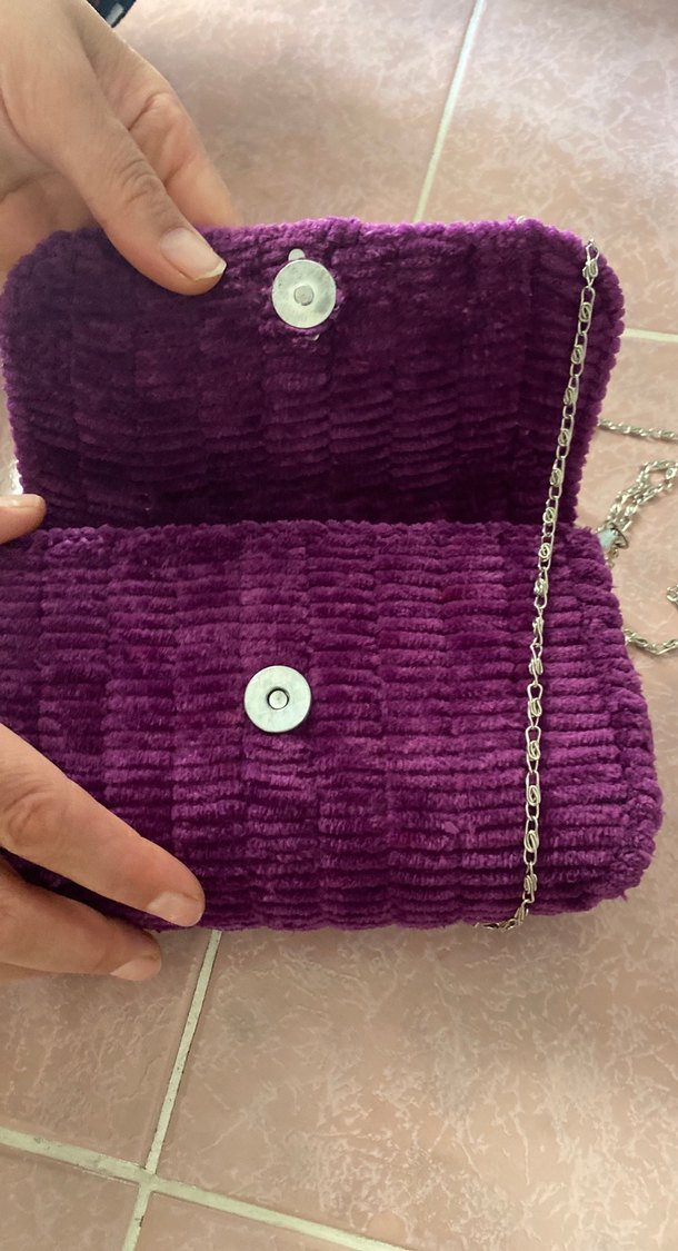 Mor Pileli Triko Kadın Çanta - Görsel 3