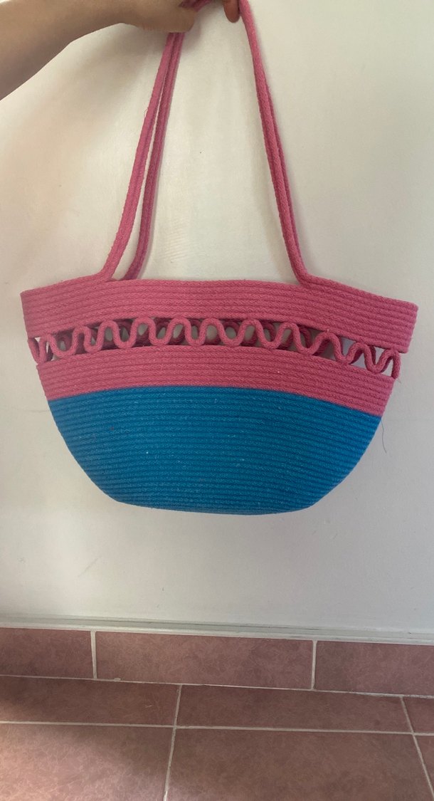 Renkli Örgü Bohem Plaj Çantası - Görsel 2