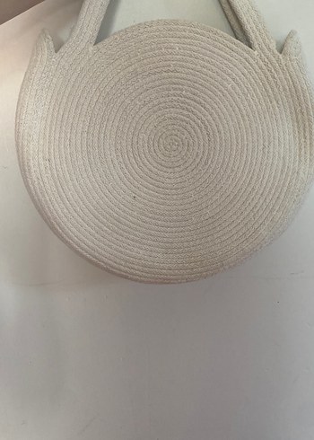 Bohem Yuvarlak Beyaz Pamuk Kadın Çanta - Görsel 2