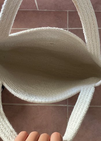 Bohem Yuvarlak Beyaz Pamuk Kadın Çanta - Görsel 3