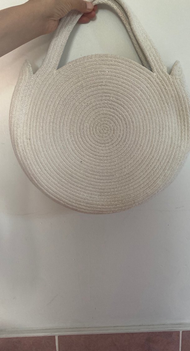 Bohem Yuvarlak Beyaz Pamuk Kadın Çanta - Görsel 2