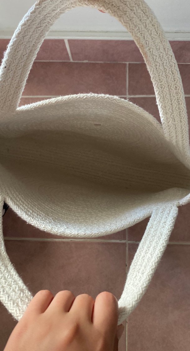 Bohem Yuvarlak Beyaz Pamuk Kadın Çanta - Görsel 3