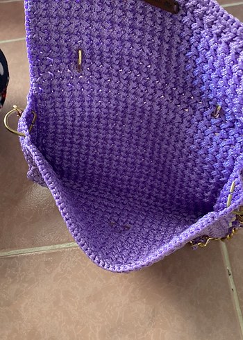 Mor Zincir Detaylı Örgü Kadın Çanta - Görsel 3