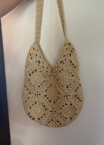 Bej Örgü Dantel Bohem Kadın Çanta - Görsel 2