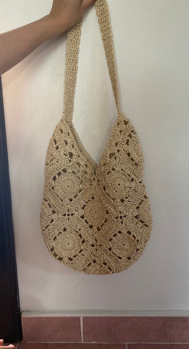 Bej Örgü Dantel Bohem Kadın Çanta - Görsel 2