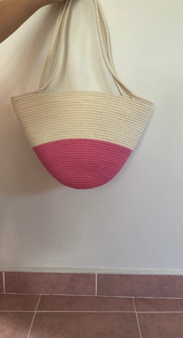 Pembe Pamuklu Bohem Plaj Çantası - Görsel 2