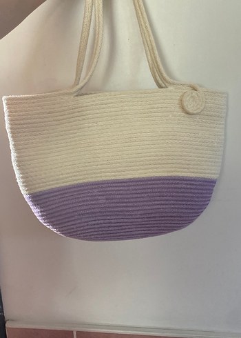 Kadın Mor Pamuk Plaj Çantası - Görsel 2