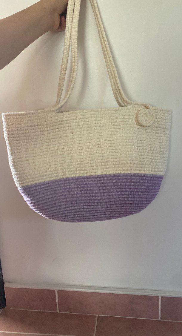 Kadın Mor Pamuk Plaj Çantası - Görsel 2