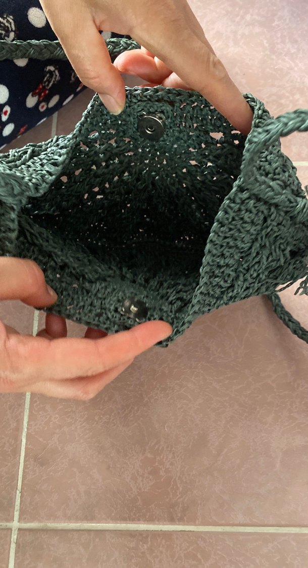 Püsküllü Siyah Örgü Bohem Çapraz Çanta - Görsel 3