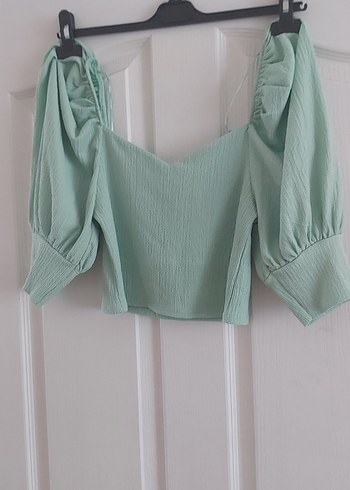 Narin V Yaka Yeşil Crop Bluz