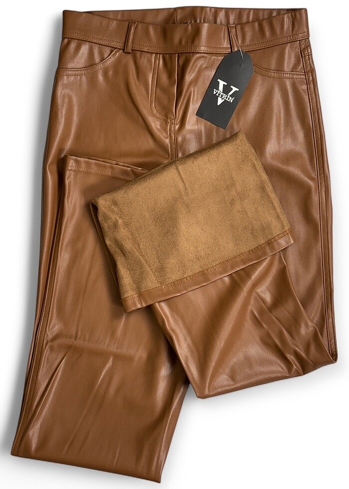 Vitrin Taba Deri Pantolon - Görsel 3