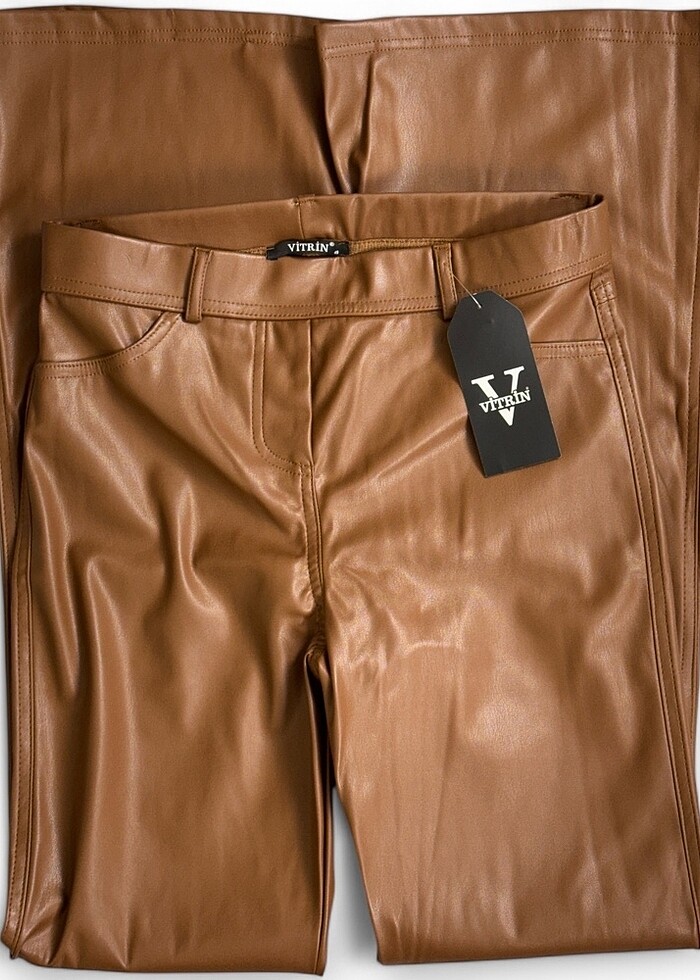 Vitrin Taba Deri Pantolon - Görsel 4
