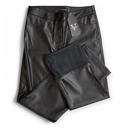 Vitrin Siyah Deri Pantolon - Görsel 3