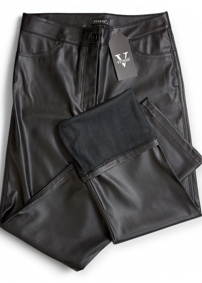 Vitrin Siyah Deri Pantolon - Görsel 3