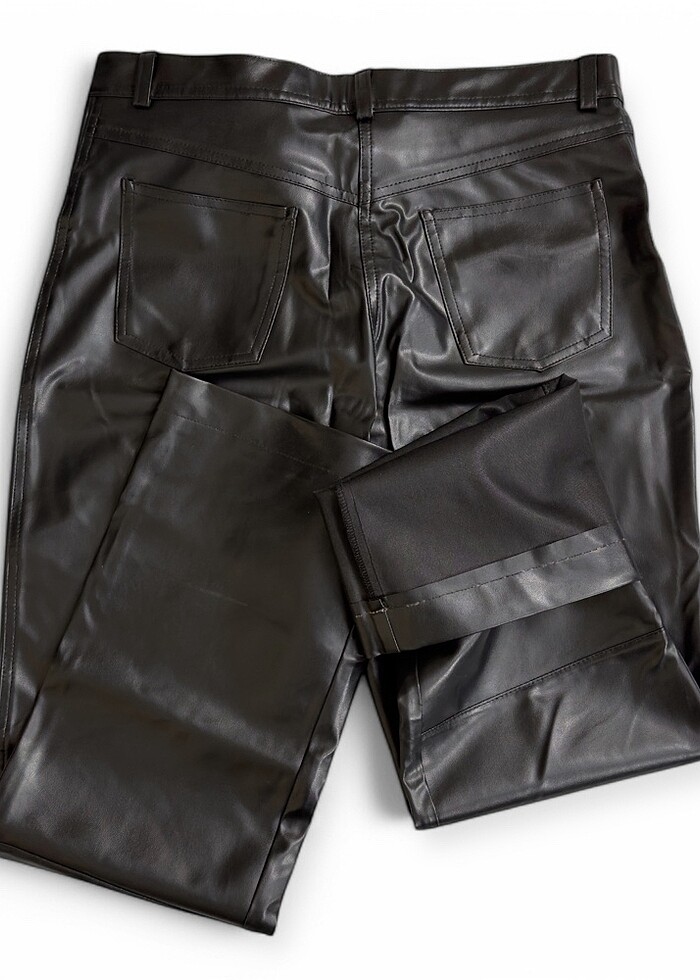 Siyah Deri Pantolon - Görsel 3